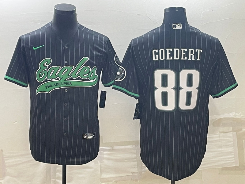 Men's Philadelphia Eagles #88 Dallas Goedert Black With Patch Cool Base Stitched Baseball Jersey Men's Philadelphia Eagles #88 Dallas Goedert Black With Patch Cool Base Stitched Baseball Jersey